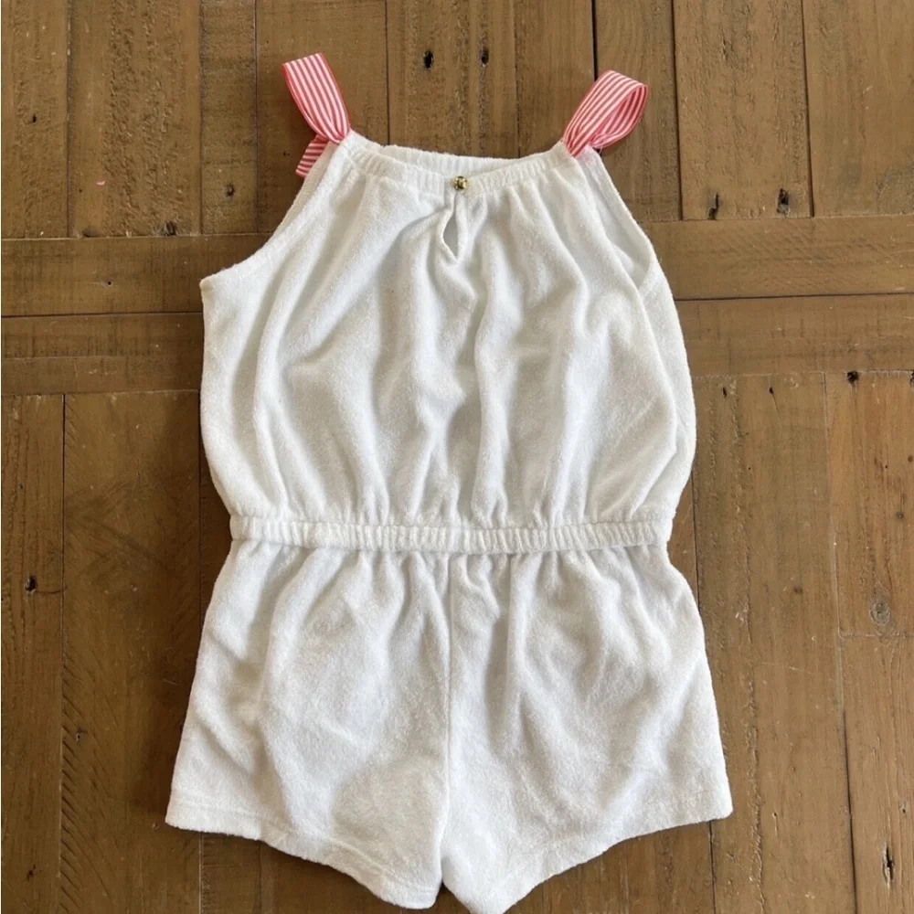 Janie and jack white Terry ribbon romper